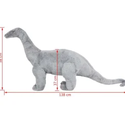 vidaXL Juguetes-Dinosaurio braquiosaurio de peluche de pie gris XXL