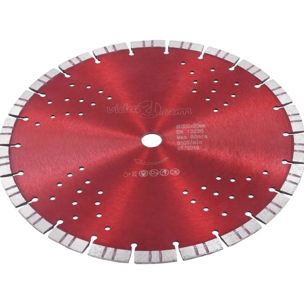 vidaXL Accesorios Para Herramientas-Disco de corte de diamante con turbo y agujeros acero 300 mm