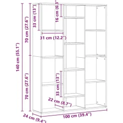 vidaXL Divisores De Ambientes-Divisor espacio/estantería aglomerado roble artesanal