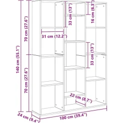 vidaXL Divisores De Ambientes-Divisor/estantería de espacio madera contrachapada 100x24x140cm
