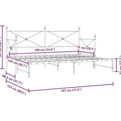 vidaXL Camas Y Accesorios-Diván con nido sin colchón 75x190 cm acero