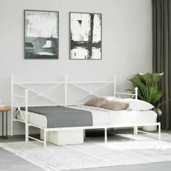 vidaXL Camas Y Accesorios-Diván con nido sin colchón 75x190 cm acero