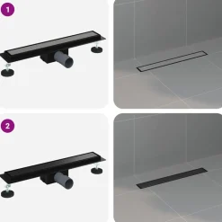 vidaXL Drenaje de ducha 2 en 1 50 cm Acero inoxidable 304 Negro Best