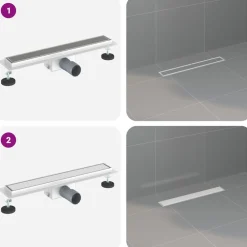 vidaXL Fontanería-Drenaje de ducha 2 en 1 50 cm Acero inoxidable 304