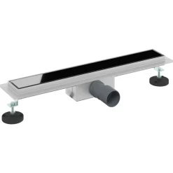 vidaXL Fontanería-Drenaje de ducha con tapa de vidrio Negro 50 cm