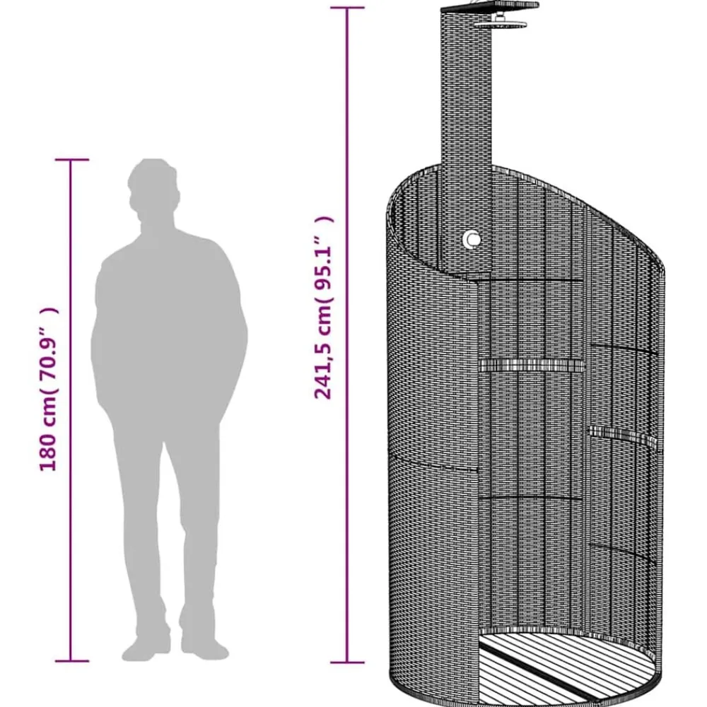 vidaXL Piscina Y Spa-Ducha de exterior ratán PE y acacia 100x100x241,5 cm