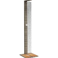 vidaXL Piscina Y Spa-Ducha de exterior ratán PE y madera acacia 50x55x224 cm