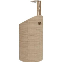 vidaXL Piscina Y Spa-Ducha de exterior ratán PE y acacia 100x100x241,5 cm