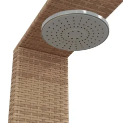 vidaXL Piscina Y Spa-Ducha de exterior ratán PE y acacia 100x100x241,5 cm