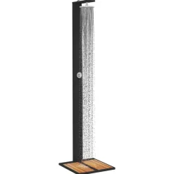 vidaXL Ducha de exterior ratán PE y madera acacia 50x55x224 cm Negro Outlet