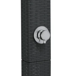 vidaXL Ducha de exterior ratán PE y madera acacia 50x55x224 cm Negro Outlet