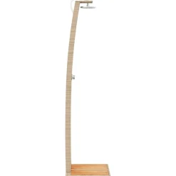 vidaXL Piscina Y Spa-Ducha de exterior ratán PE y madera acacia 55x60x224 cm