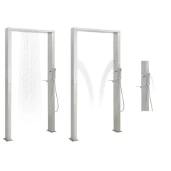 vidaXL Piscina Y Spa-Ducha de exterior de acero inoxidable chorro doble