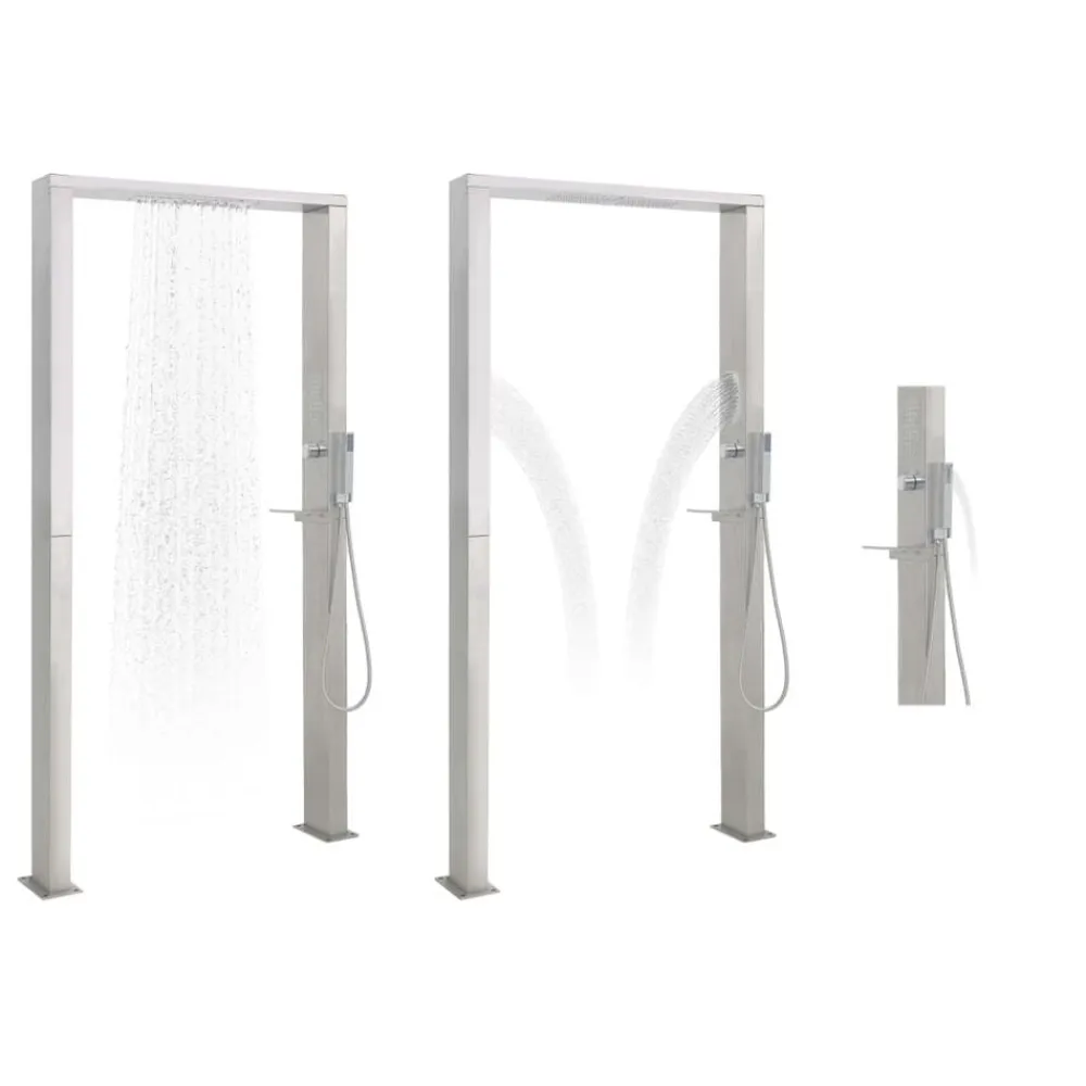 vidaXL Piscina Y Spa-Ducha de exterior de acero inoxidable chorro doble