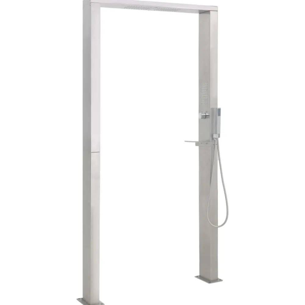 vidaXL Piscina Y Spa-Ducha de exterior de acero inoxidable chorro doble
