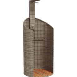 vidaXL Ducha de exterior ratán PE y acacia 100x100x241,5 cm Gris Clearance