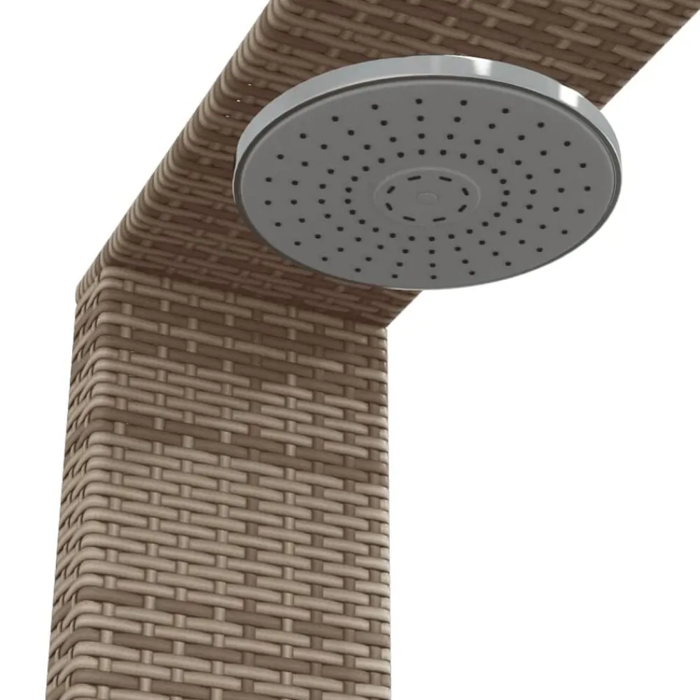 vidaXL Ducha de exterior ratán PE y acacia 100x100x241,5 cm Gris Clearance