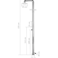 vidaXL Piscina Y Spa-Ducha de jardín acero inoxidable 225 cm