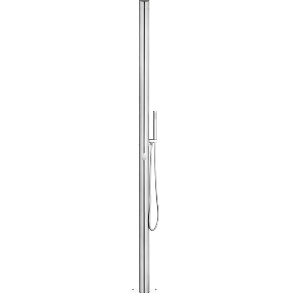 vidaXL Piscina Y Spa-Ducha de jardín con base marrón 225 cm acero inoxidable