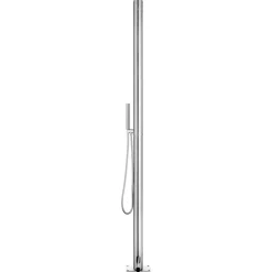 vidaXL Piscina Y Spa-Ducha de jardín con base marrón 225 cm acero inoxidable