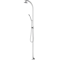 vidaXL Ducha de jardín con base 220 cm aluminio Gris Best