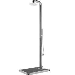 vidaXL Piscina Y Spa-Ducha de jardín con base 230 cm acero inoxidable