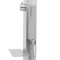vidaXL Ducha de jardín con plato acero inoxidable WPC Marr&oacute;n Outlet