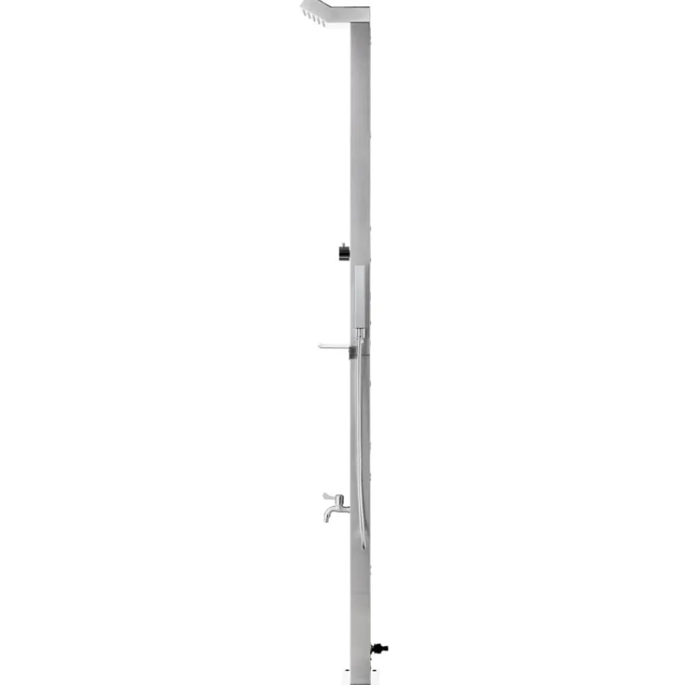 vidaXL Piscina Y Spa-Ducha de jardín con base 225 cm acero inoxidable