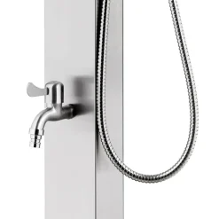 vidaXL Piscina Y Spa-Ducha de jardín con base 225 cm acero inoxidable
