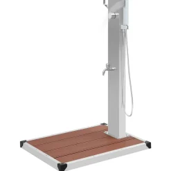 vidaXL Ducha de jardín con plato acero inoxidable WPC Marr&oacute;n Outlet