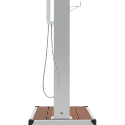 vidaXL Ducha de jardín con plato acero inoxidable WPC Marr&oacute;n Outlet