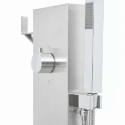 vidaXL Ducha de jardín con plato acero inoxidable WPC Marr&oacute;n Outlet