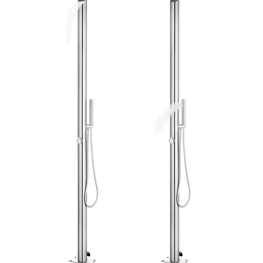 vidaXL Ducha de jardín con base 225 cm acero inoxidable Gris Outlet