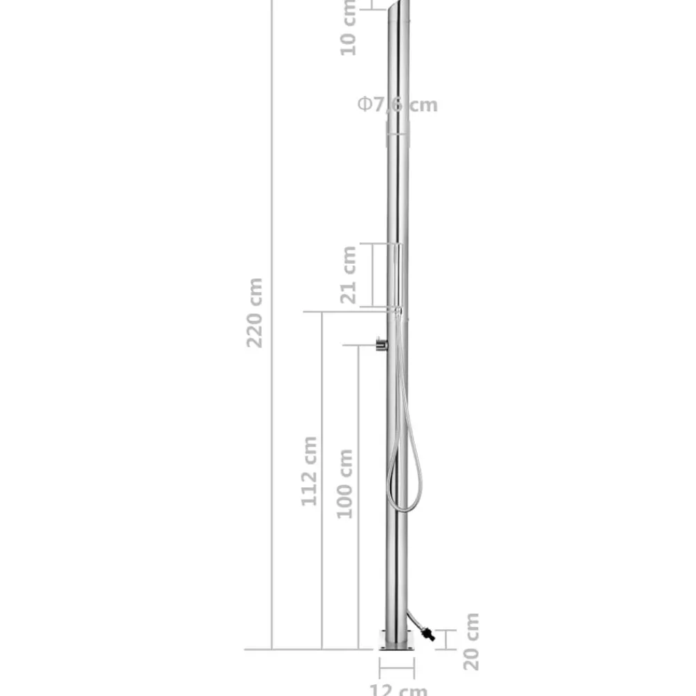 vidaXL Ducha de jardín con base 225 cm acero inoxidable Gris Outlet