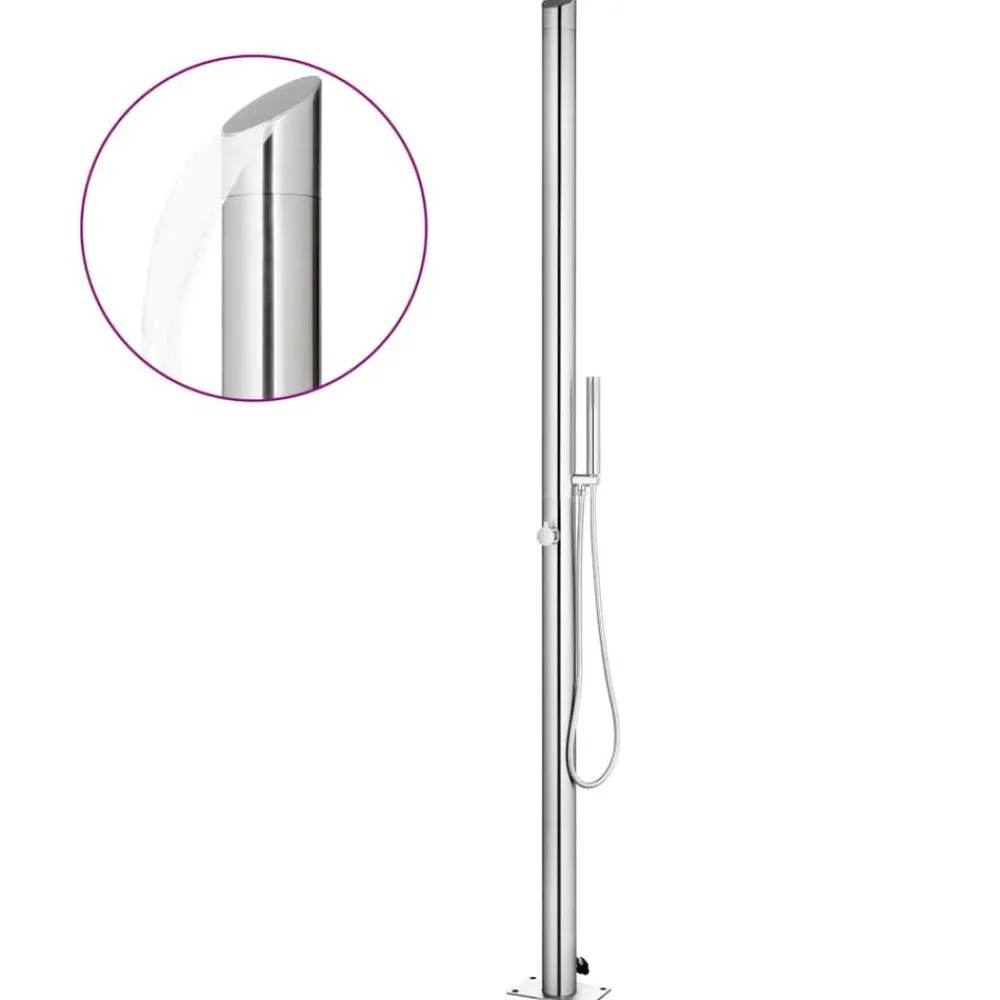 vidaXL Ducha de jardín con base 225 cm acero inoxidable Gris Outlet