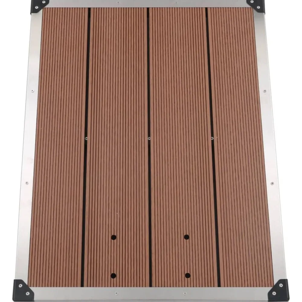vidaXL Piscina Y Spa-Ducha de jardín con base marrón 225 cm acero inoxidable
