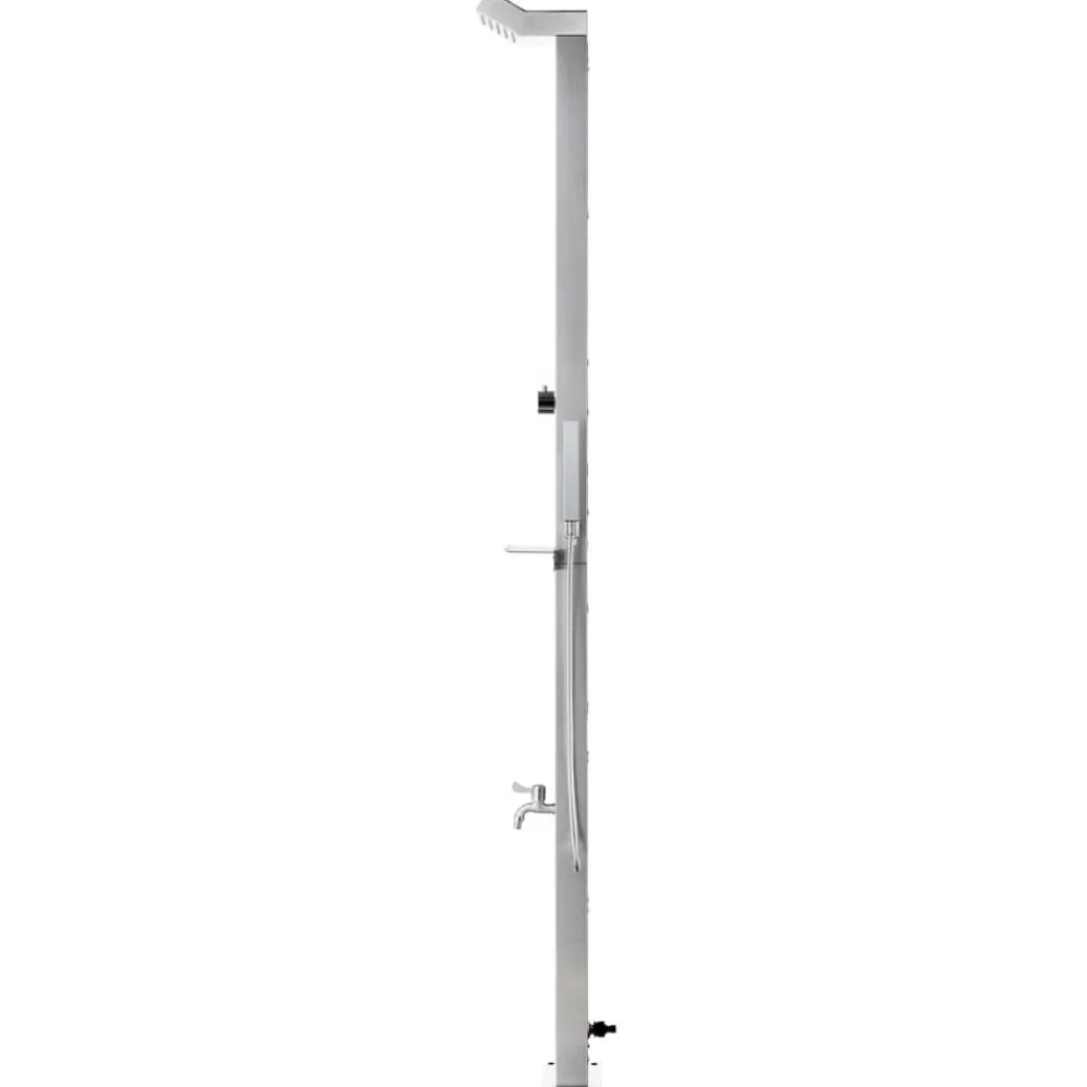 vidaXL Piscina Y Spa-Ducha de jardín con base marrón 225 cm acero inoxidable