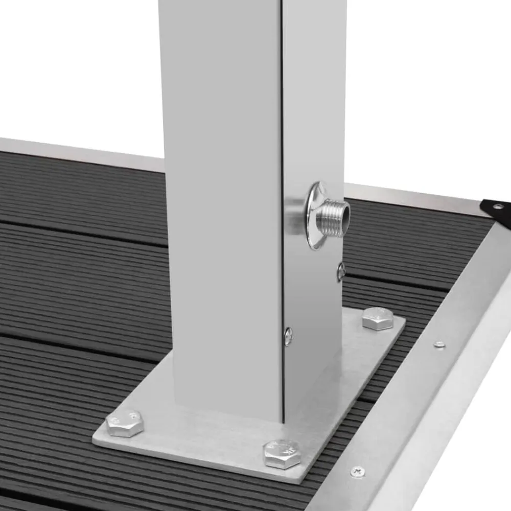 vidaXL Ducha de jardín con plato acero inoxidable WPC Gris Sale