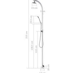 vidaXL Piscina Y Spa-Ducha de jardín con base marrón 220 cm aluminio
