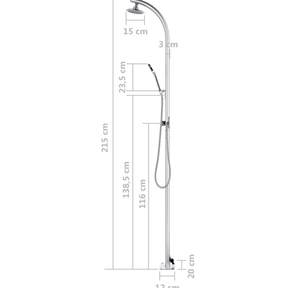 vidaXL Piscina Y Spa-Ducha de jardín con base marrón 220 cm aluminio
