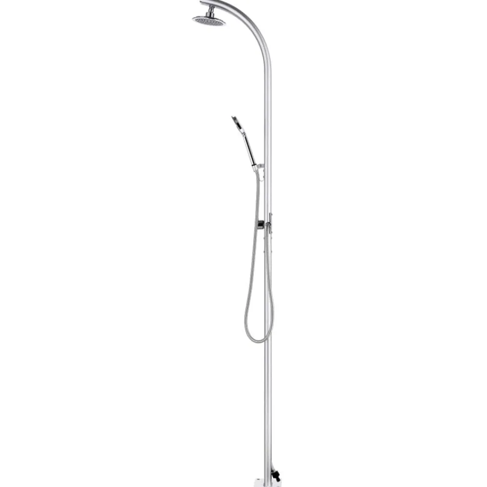 vidaXL Piscina Y Spa-Ducha de jardín con base marrón 220 cm aluminio