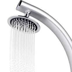 vidaXL Piscina Y Spa-Ducha de jardín con base marrón 220 cm aluminio