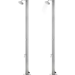 vidaXL Ducha de jardín con base 220 cm acero inoxidable Gris Outlet
