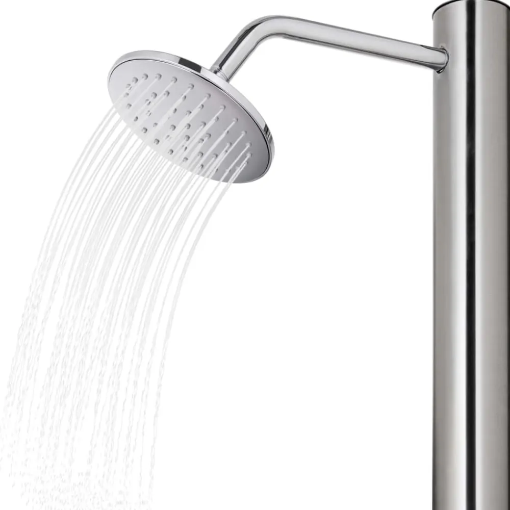 vidaXL Ducha de jardín con base 220 cm acero inoxidable Gris Outlet