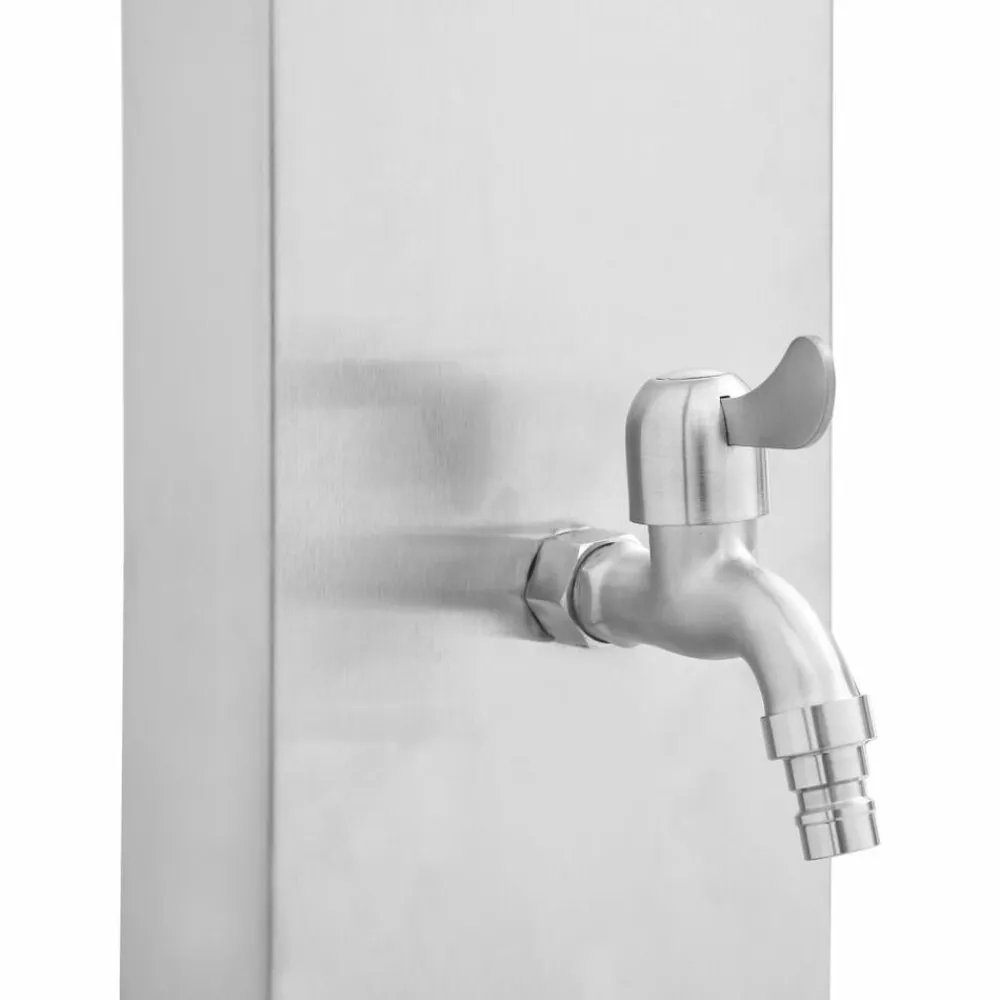 vidaXL Ducha de jardín con plato acero inoxidable WPC Gris Hot
