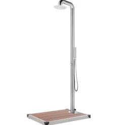 vidaXL Ducha de jardín con base marrón 230 cm acero inoxidable Marrón Online