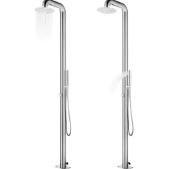 vidaXL Ducha de jardín con base marrón 230 cm acero inoxidable Marr&oacute;n Online