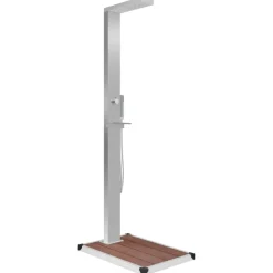 vidaXL Ducha de jardín con plato acero inoxidable WPC Marr&oacute;n Sale