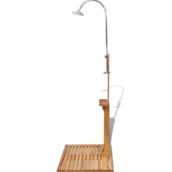 vidaXL Ducha de jardín de madera Marrón Discount