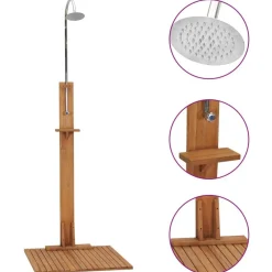 vidaXL Piscina Y Spa-Ducha de jardín de madera maciza de teca 75x75x210 cm